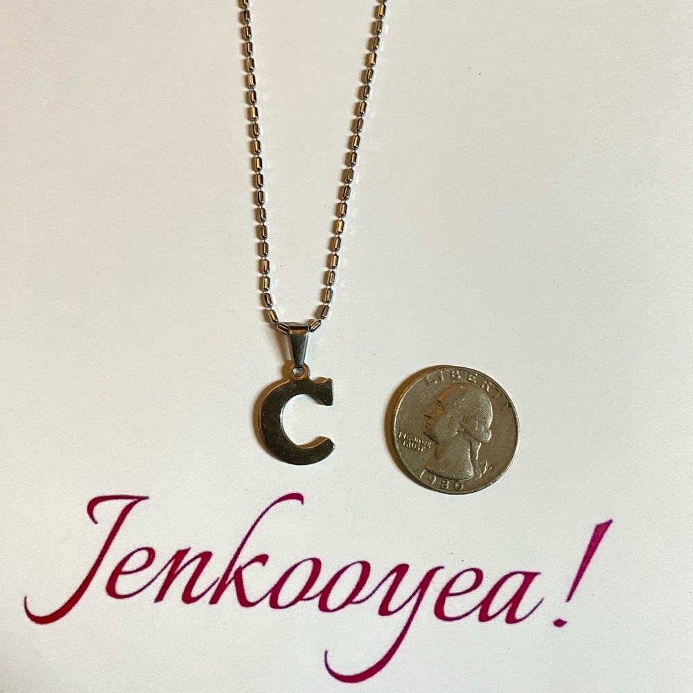 Silver Initial C Pendant Necklace
